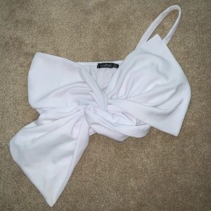 Asymmetric Twist Bow Top Boohoo